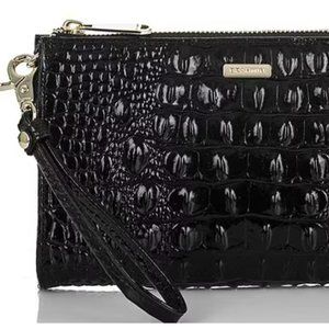 Brahmin Melbourne Collection Crocodile-Embossed Daisy Wristlet